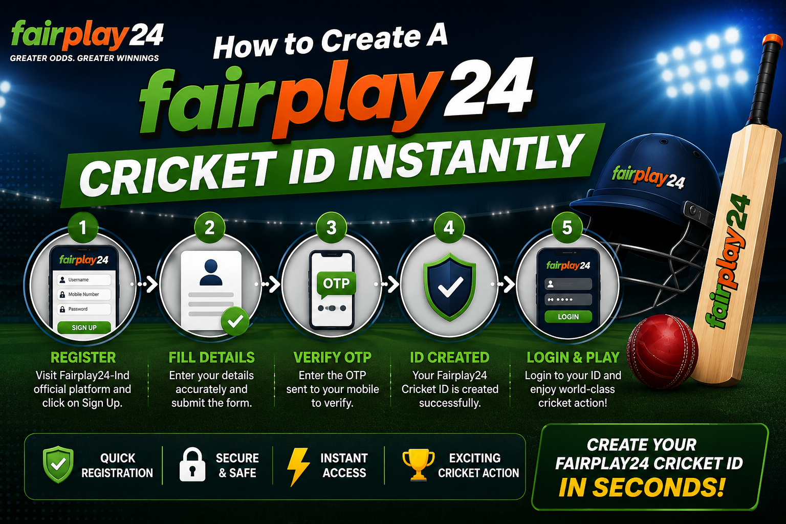 Create A fairplay24 Cricket ID Instantly Via Fairplay24-Ind Official Platform